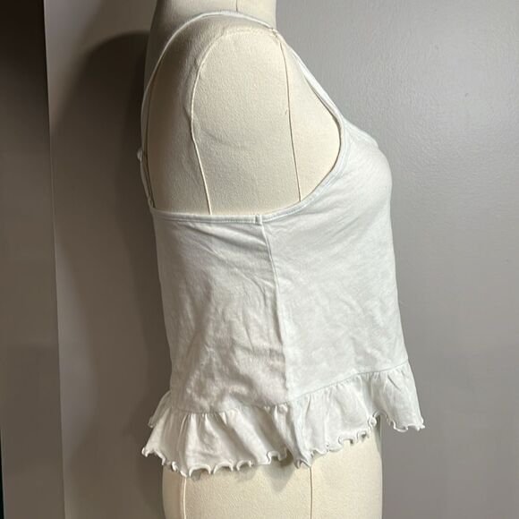 American Eagle NWT white crop tank with lettuce hem XS - Picture 3 of 8